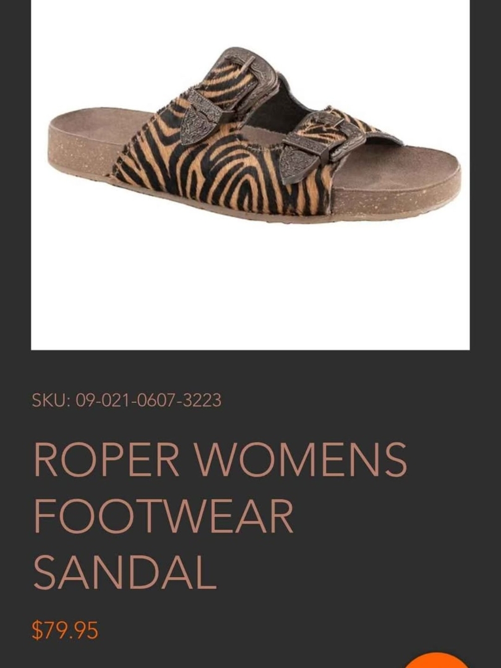 Roper Women's Zebra-Pattern Double Buckle Slide Sandal - Brown/Black